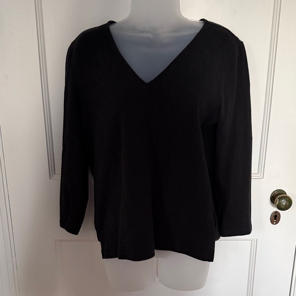 J. Crew Black V-Neck Long Sleeve Top